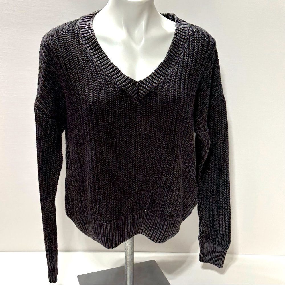 Love Pink Forenza Cropped Sweater Chunky Knit Sweater Grey V Neck M